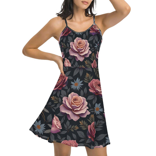 Womens Spaghetti Strap Rose Garden Dress by Highest Evolution