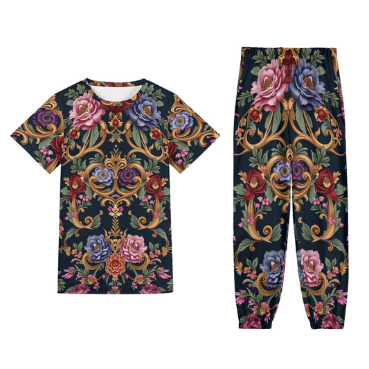 Unisex All-Over Print Adult Short Sleeve-Blouse Sports Set
